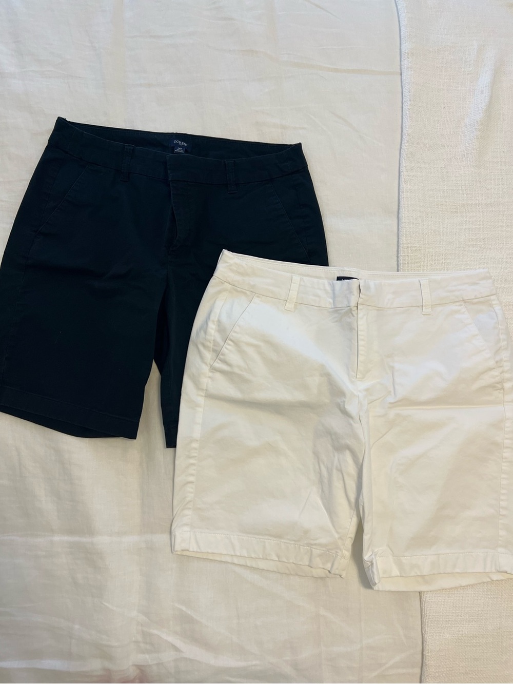 Bundle of 2 J.Crew Factory Bermuda Shorts Women’s Size 10 Black White 9” Inseam